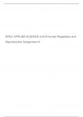 BTEC APPLIED SCIENCE Unit 9 Human Regulation and Reproduction Assignment A