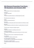 GIA Diamond Essentials Final Exam 105 Questions and Answers 2023.
