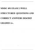 MMSC 491 EXAM 2 /WELL STRUCTURED QUESTIONS AND CORRECT ANSWERS 2024/2025 GRADED A+.