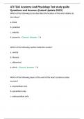 ATI TEAS Anatomy And Physiology Test study guide Questions and Answers &lpar;Latest Update 2023&rpar;