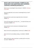 MARYLAND STATE BOARD COSMETOLOGY EXAM 2024&sol; 200 QUESTIONS AND ANSWERS &lpar;VERIFIED ANSWERS&rpar;&sol;GRADED A&plus;