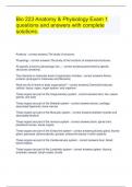 Bio 223 Anatomy & Physiology Exam 1 questions and answers with complete solutions&period;