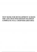 TEST BANK FOR DEVELOPMENT ACROSS THE LIFE SPAN 9TH EDITION BY FELDMAN COMPLETE ALL CHAPTERS (2024-2025)