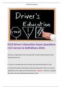 FLVS Driver's Education Exam Questions (121 terms) & Definitions 2024. 