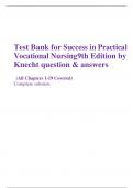 Test Bank for Success in Practical Vocational Nursing 9th Edition by Knecht question & answers