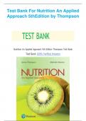 Test Bank For Nutrition An Applied Approach 5thEdition by Thompson