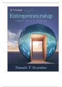Test Bank For Entrepreneurship Theory, Process, and Practice, 10th Edition By Donald Kuratko