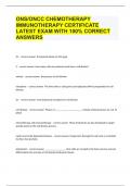 ONS/ONCC CHEMOTHERAPY IMMUNOTHERAPY CERTIFICATE LATEST EXAM WITH 100% CORRECT ANSWERS