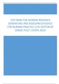 Test Bank for Nursing Research Generating and Assessing Evidence for Nursing Practice 11th Edition By Denise Polit, Cheryl Beck