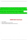 NRNP6645FINAL EXAM/NRNP 6645 WEEK 11  FINAL EXAM LATEST 2023-2024 REAL EXAM  WITH 300+ QUESTIONS AND CORRECT  ANSWERS|AGRADE (WALDEN UNIVERSITY)