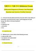 NR511 / NR 511 Midterm Exam Q & A (Latest 2024 / 2025): Differential Diagnosis & Primary Care Practicum (Verified Answers)