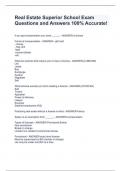 Real Estate Superior School Exam Questions and Answers 100&percnt; Accurate&excl;