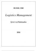 BUSML 3380 LOGISTICS MANAGEMENT EXAM Q & A 2024.