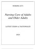 NURSING 3271 NURSING CARE OF ADULTS AND OLDER ADULTS EXAM Q & A 2024.