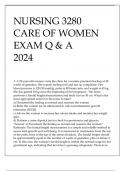 NURSING 3280 CARE OF WOMEN EXAM Q & A 2024