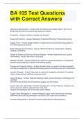 BA 105 Test Questions with Correct Answers