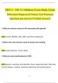 NR511 / NR 511 Midterm Exam Study Guide Differential Diagnosis & Primary Care Practicum Questions and Answers (2024 / 2025) (Verified Answers)