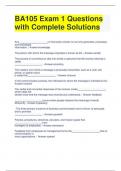 BA105 Exam 1 Questions with Complete Solutions