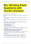Bio 182 bang Exam Questions with Correct Answers