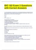 BIO 182 Exam 2 Questions with Correct Answers