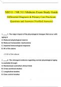 NR511 / NR 511 Midterm Exam Study Guide Differential Diagnosis & Primary Care Practicum Questions and Answers (2024 / 2025) (Verified Answers)
