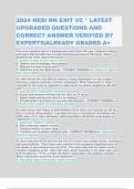2024 HESI RN EXIT V2 * LATEST UPGRADED QUESTIONS AND CORRECT ANSWER VERIFIED BY EXPERTS|ALREADY GRADED A+