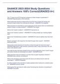 DAANCE EXAM BUNDLE&lpar;COMPLETE PACKAGE&rpar; 2023-2024 Questions and Answers 100&percnt; Correct&lpar;RATED A&plus;&rpar;