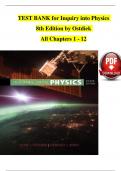 TEST BANK For Inquiry into Physics 8th Edition by Ostdiek, Verified Chapters 1 - 12, Complete Newest Version