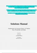 Solutions Manual For Fundamentals of Corporate Finance, 13th Edition by Ross, Westerfield, and Jordan, Verified Chapters 1 - 27, Complete Newest Version