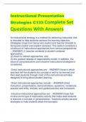Instructional Presentation Strategies C133 Complete Set Questions With Answers