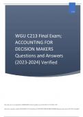 WGU C213 &semi; Accounting FOR Decision Makers 