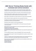 ABC Server Training Study Guide with reviewed and correct answers