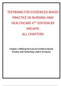 TESTBANK FOR EVIDENCED BASED PRACTICE IN NURSING AND HEALTHCARE 4TH EDITION BY MELNYK  ALL CHAPTERS