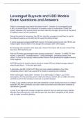 Leveraged Buyouts and LBO Models Exam Questions and Answers