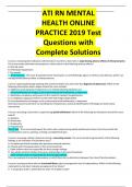 Test bank for ATI RN MENTAL HEALTH ONLINE PRACTICE 2019 Test Questions with Complete Solutions.