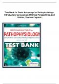 Test Bank for Davis Advantage for Pathophysiology Introductory Concepts and Clinical Perspectives 2nd Edition By Theresa M Capriotti Chapter 1-46