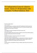 NY Independent General Adjuster Exam - Series 17-70 Questions with Complete Verified Solutions 2024