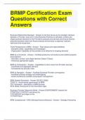 BRMP Certification Exam Questions with Correct Answers
