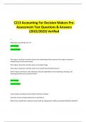 C213 Accounting For Decision Makers PreAssessment Test Questions & Answers  (2022/2023) Verified