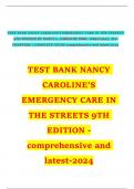 Test Bank Nancy Caroline’s Emergency Care in the Streets 9th edition By Nancy L. Caroline (2023/2024) ISBN: 1284274047, All Chapters/ Complete Guide A+