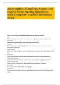 Ammunition Handlers Ammo 108 course Exam Spring Questions with Complete Verified Solutions 2024