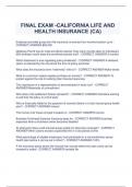 FINAL EXAM -CALIFORNIA LIFE AND  HEALTH INSURANCE (CA)