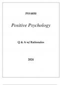PSY4850 POSITIVE PSYCHOLOGY EXAM Q & A 2024
