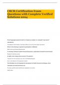 CRCR Certification Exam Questions with Complete Verified Solutions 2024