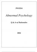 PSY2214 ABNORMAL PSYCHOLOGY EXAM Q & A 2024