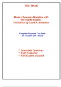 Test Bank for Modern Business Statistics with Microsoft® Excel®, 7th Edition Anderson (All Chapters included)