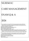 NUR3411C CARE MANAGEMENT EXAM Q & A 2024.