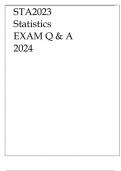 STA2023 STATISTICS EXAM Q & A 2024