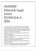 NUR3829 ETHICAL & LEGAL ISSUES EXAM Q & A 2024