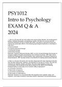 PSY1012 INTRO TO PSYCHOLOGY EXAM Q & A 2024